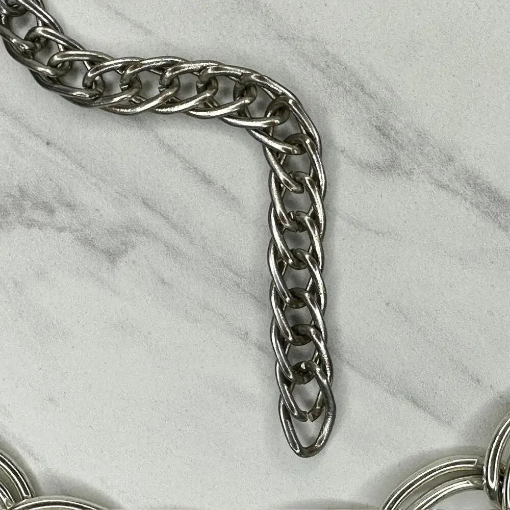 Chunky Silver Tone Double Oval Link Chain Belt One Size (OS) ✨